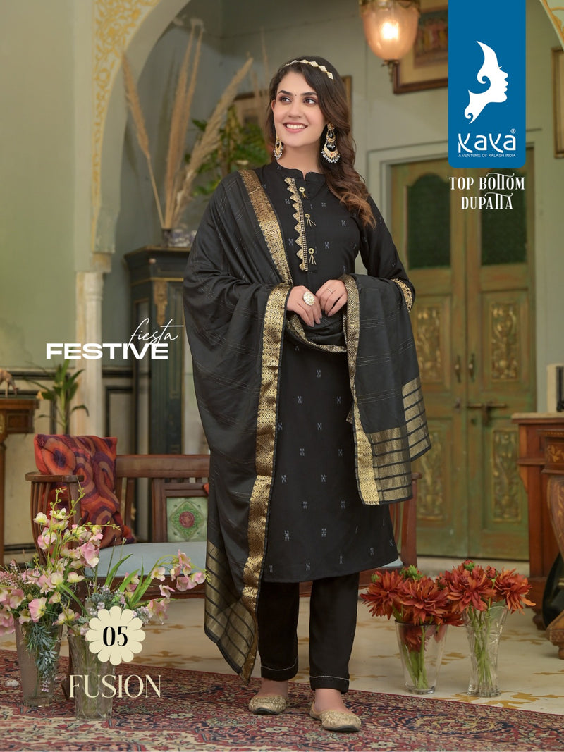 Kaya Creation Fusion Rayon Dobby Jacquard Exclusive Kurtis With Pant