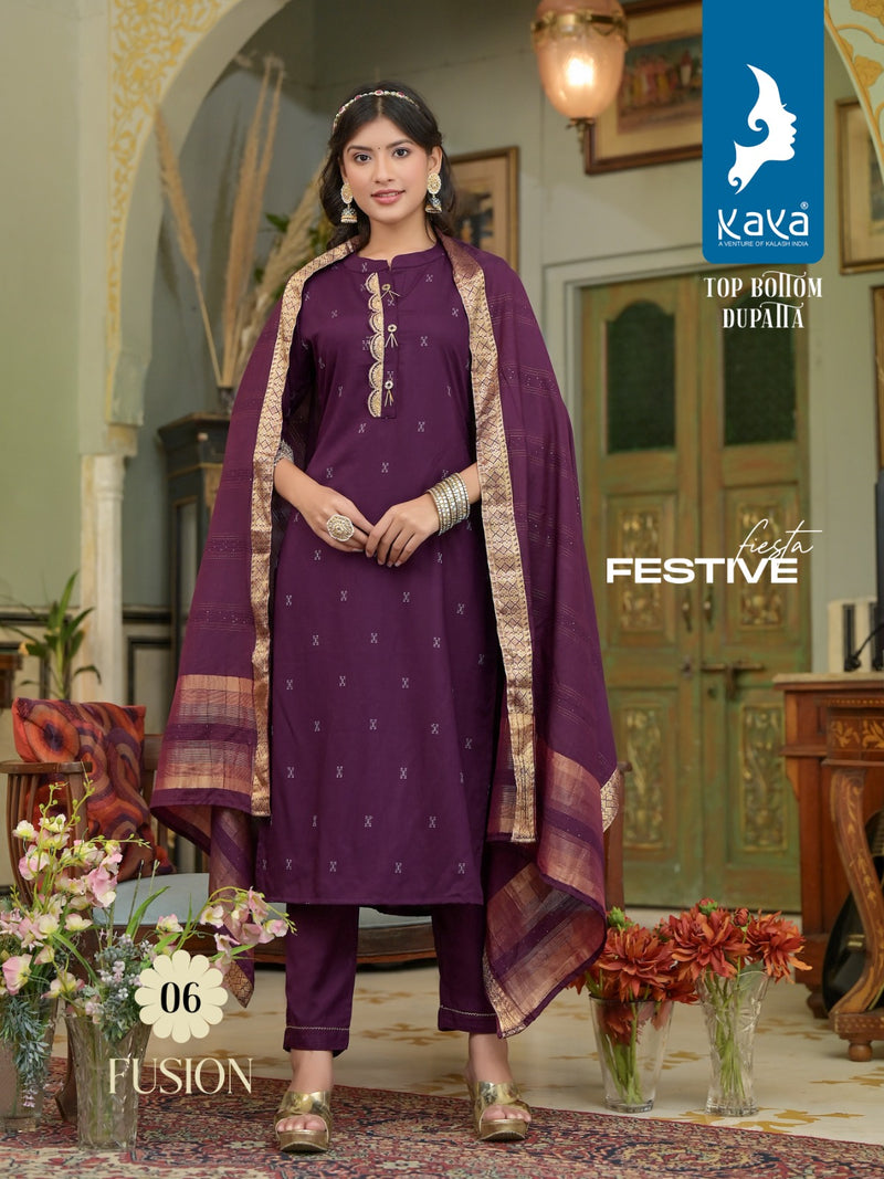 Kaya Creation Fusion Rayon Dobby Jacquard Exclusive Kurtis With Pant