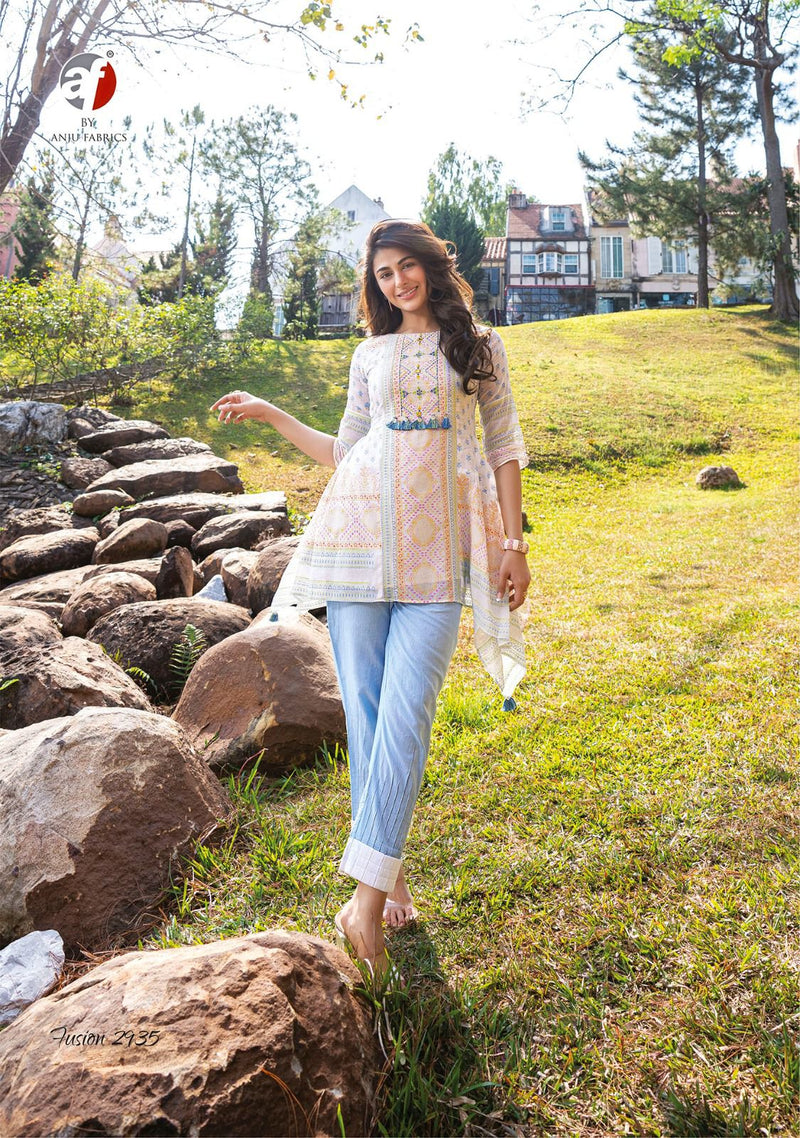Anju Fabrics Fusion Vol 2 Mul Cotton Fancy Embroidery Designer Top With Bottom Combo Set