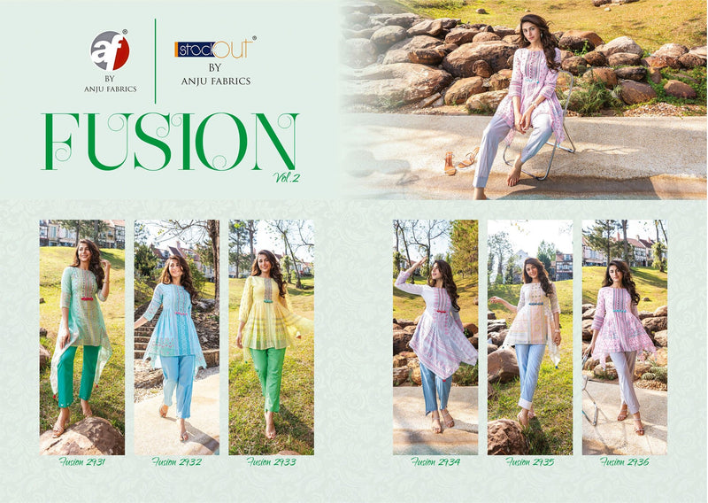 Anju Fabrics Fusion Vol 2 Mul Cotton Fancy Embroidery Designer Top With Bottom Combo Set