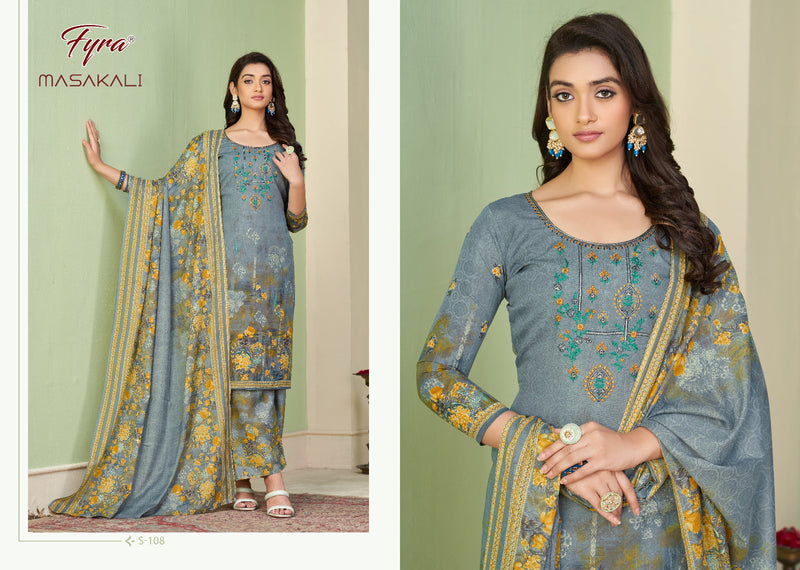 Fyra Designer Masakali Pure Soft Cotton Kashmiri Printed Fancy Embroidery Swarovski Diamond Work Printed Designer Salwar Suits
