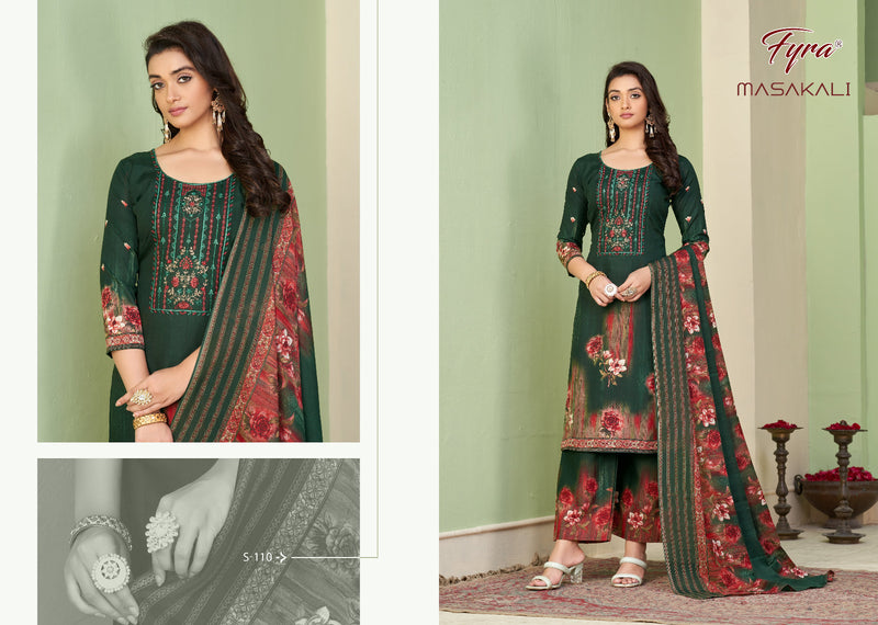 Fyra Designer Masakali Pure Soft Cotton Kashmiri Printed Fancy Embroidery Swarovski Diamond Work Printed Designer Salwar Suits