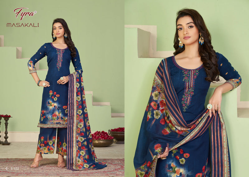Fyra Designer Masakali Pure Soft Cotton Kashmiri Printed Fancy Embroidery Swarovski Diamond Work Printed Designer Salwar Suits