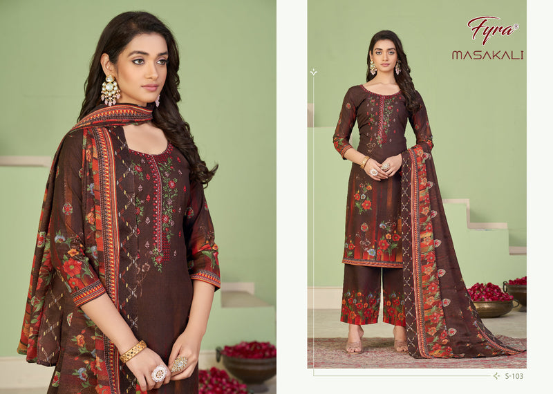 Fyra Designer Masakali Pure Soft Cotton Kashmiri Printed Fancy Embroidery Swarovski Diamond Work Printed Designer Salwar Suits