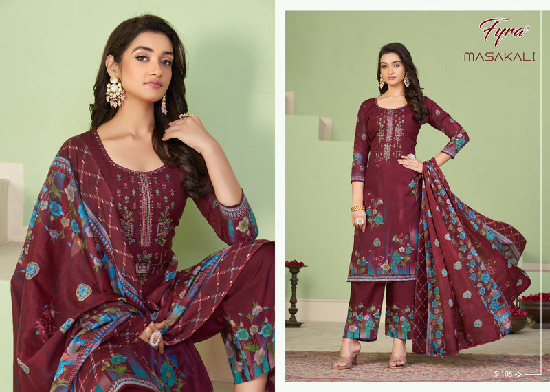 Fyra Designer Masakali Pure Soft Cotton Kashmiri Printed Fancy Embroidery Swarovski Diamond Work Printed Designer Salwar Suits