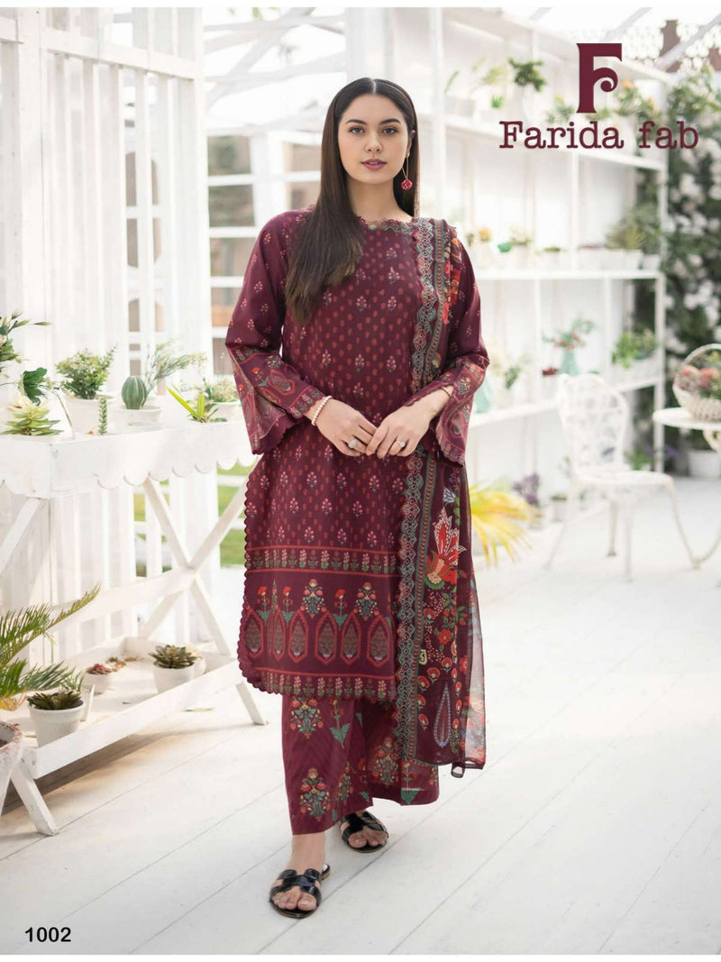 Farida Fab Spriing Summer  Cotton Digital Prints With Exclusive Design Salwar Suit