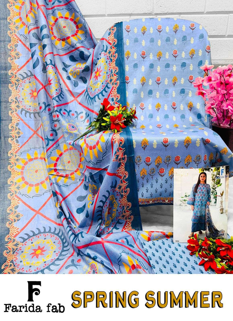 Farida Fab Spriing Summer  Cotton Digital Prints With Exclusive Design Salwar Suit