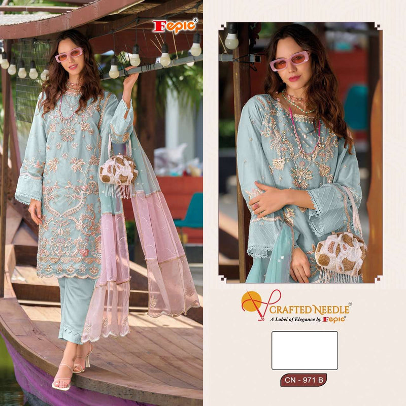 Fepic Crafted Needle CN 371 Organza Embroidered Pakistani Suit