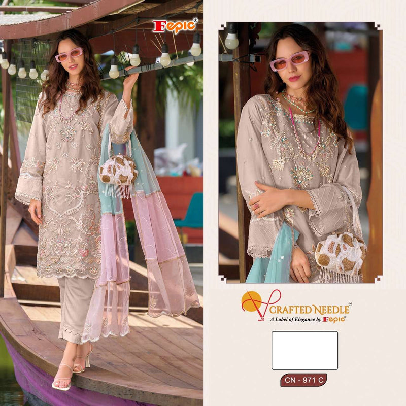 Fepic Crafted Needle CN 371 Organza Embroidered Pakistani Suit