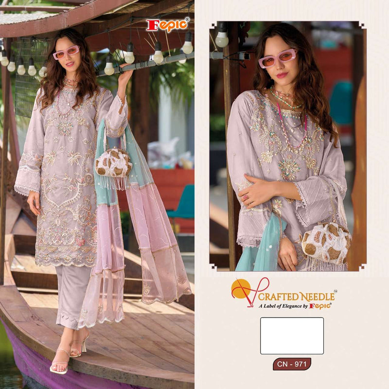 Fepic Crafted Needle CN 371 Organza Embroidered Pakistani Suit