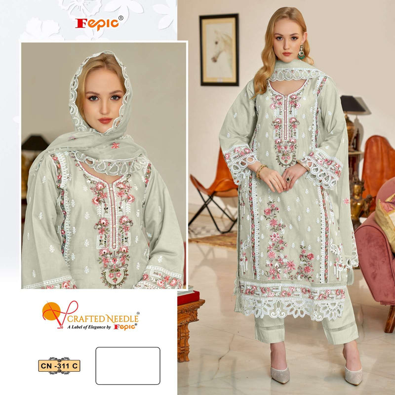 Fepic Crafted Needle Cn 311 Organza Embroidered Partywear Eid Collection