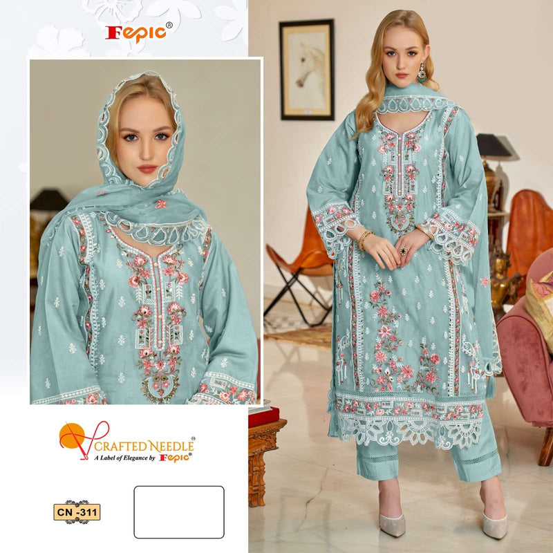 Fepic Crafted Needle Cn 311 Organza Embroidered Partywear Eid Collection