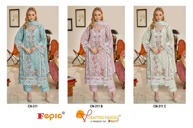 Fepic Crafted Needle Cn 311 Organza Embroidered Partywear Eid Collection