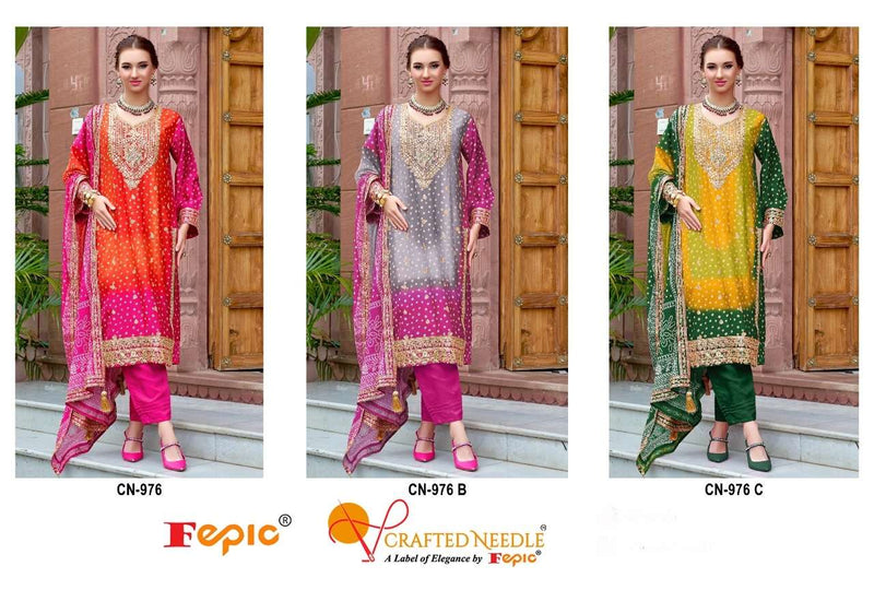 Fepic Crafted Needle Cn 976 Heavy Chinon Embroidered Handwork Pret Kurti