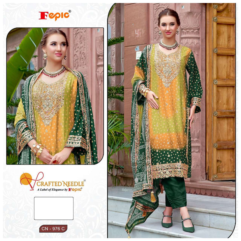 Fepic Crafted Needle Cn 976 Heavy Chinon Embroidered Handwork Pret Kurti