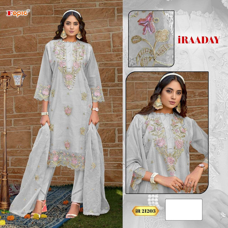 Fepic Iraaday IR 21023 Organza Embroidered  Heavy Handwork Pakistani Suit