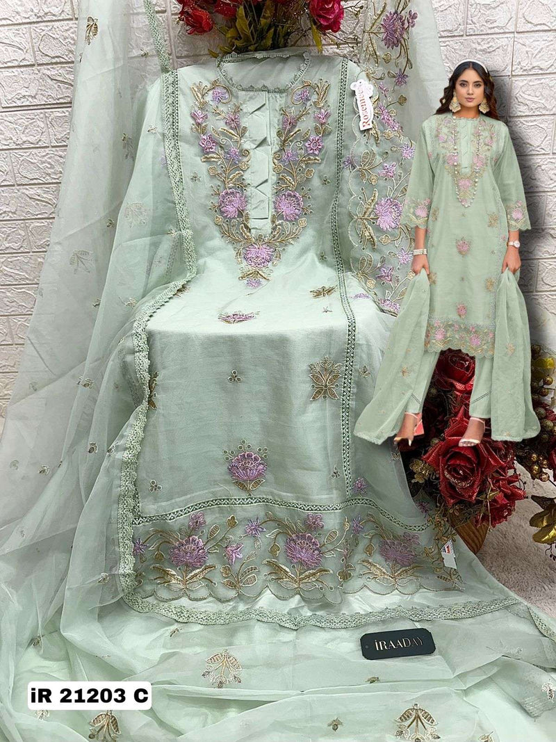 Fepic Iraaday IR 21023 Organza Embroidered  Heavy Handwork Pakistani Suit