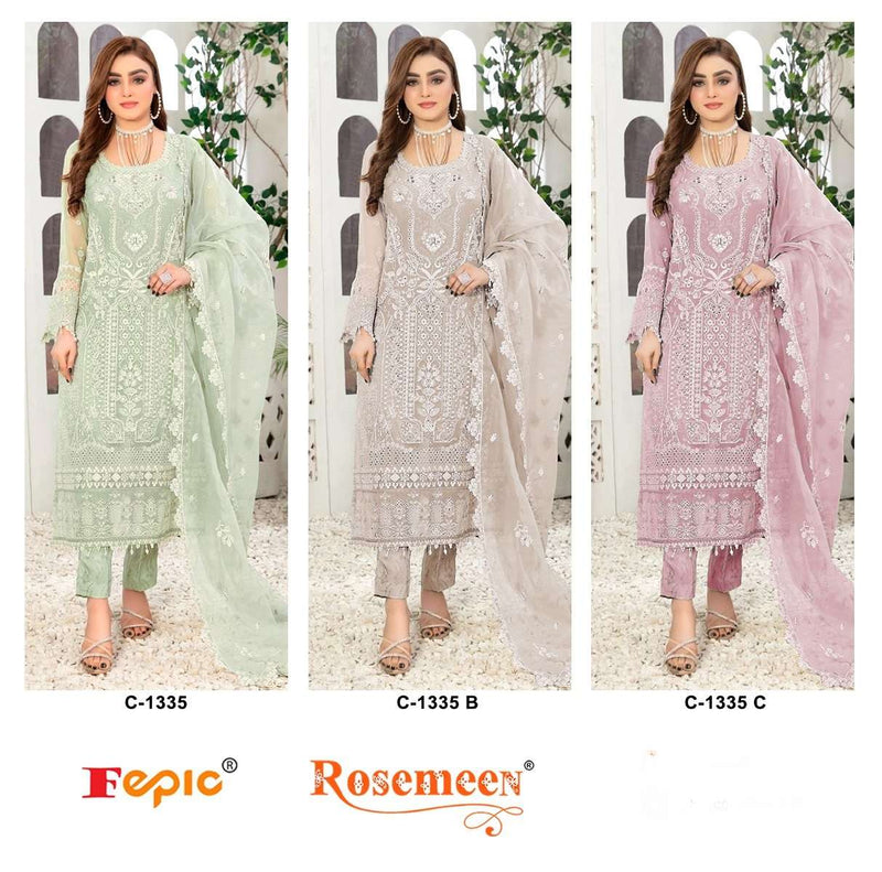 Fepic Rosemeen C 1335 Organza Embroidered Handwork Salwar Suit
