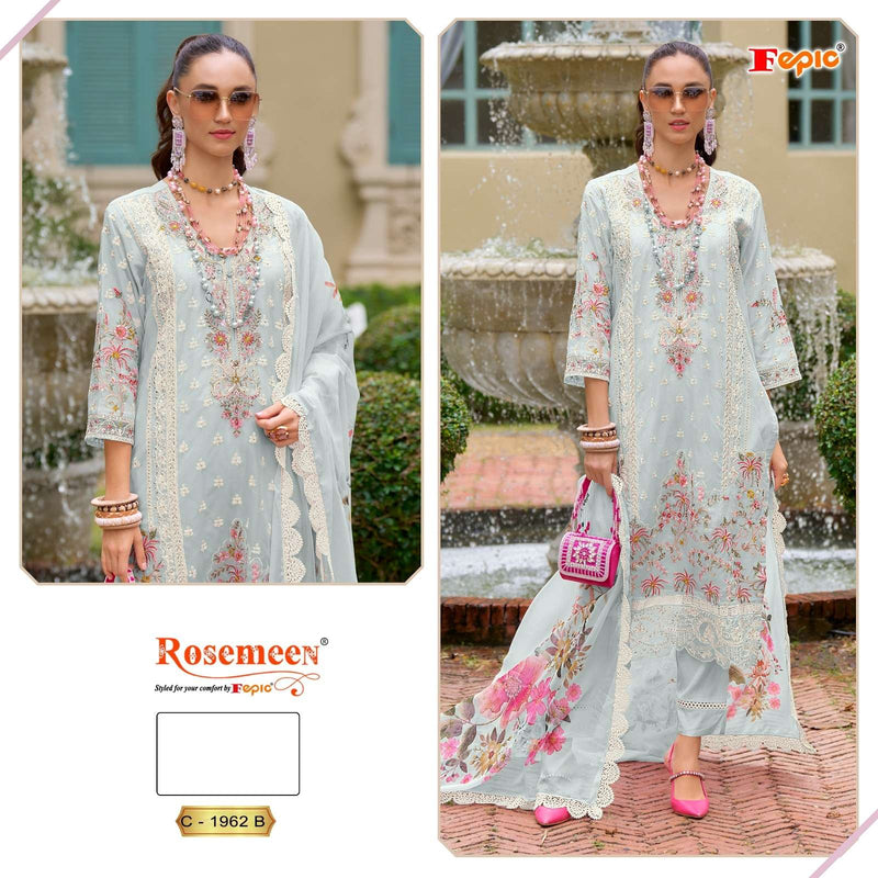 Fepic Rosemeen C 1962 Organza Embroidered Pakistani Designer Suit