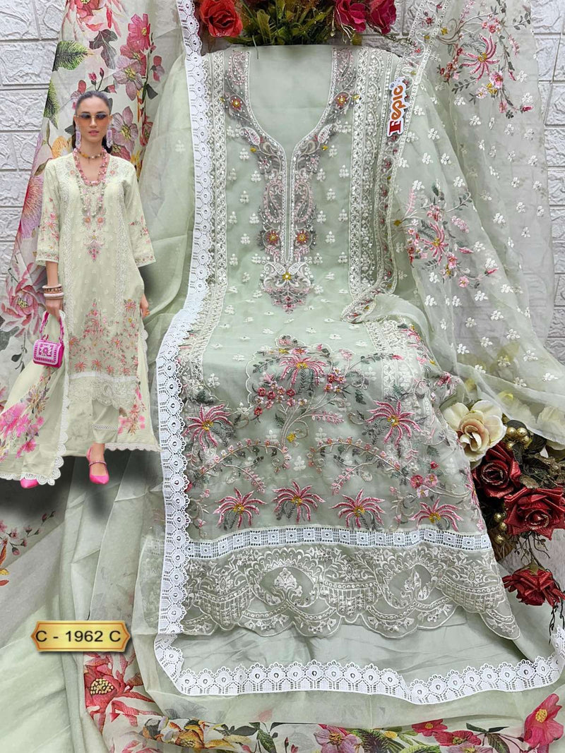 Fepic Rosemeen C 1962 Organza Embroidered Pakistani Designer Suit
