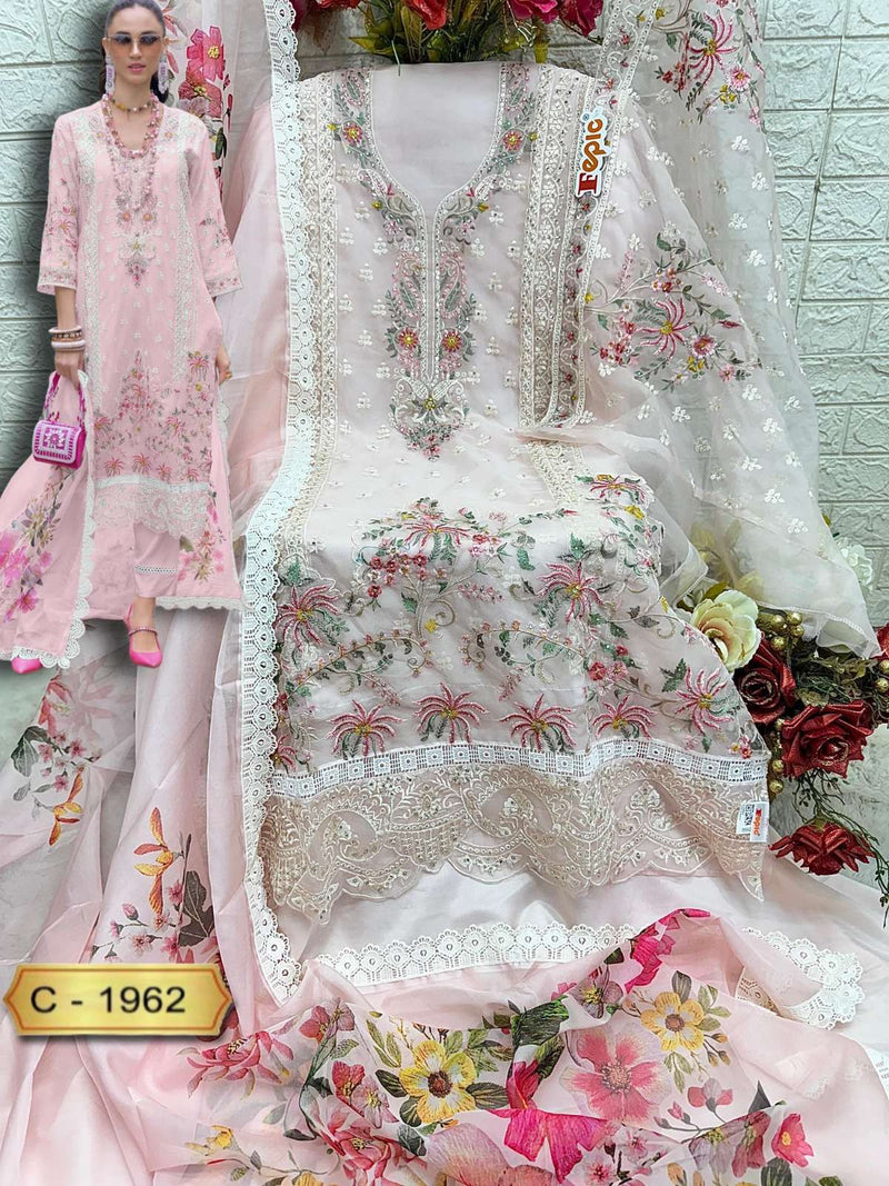 Fepic Rosemeen C 1962 Organza Embroidered Pakistani Designer Suit