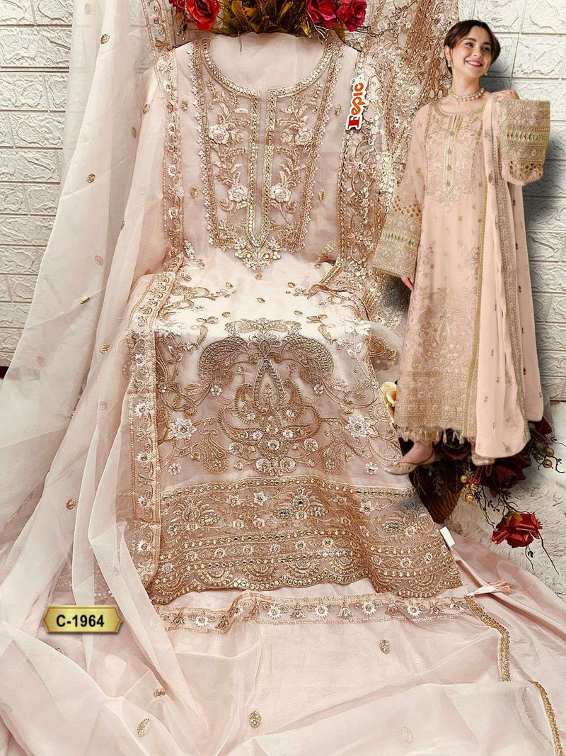 Fepic Rosemeen C 1964 Organza Embroidered Pakistani Designer Suit