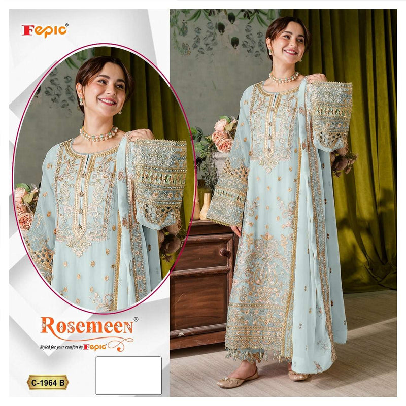Fepic Rosemeen C 1964 Organza Embroidered Pakistani Designer Suit