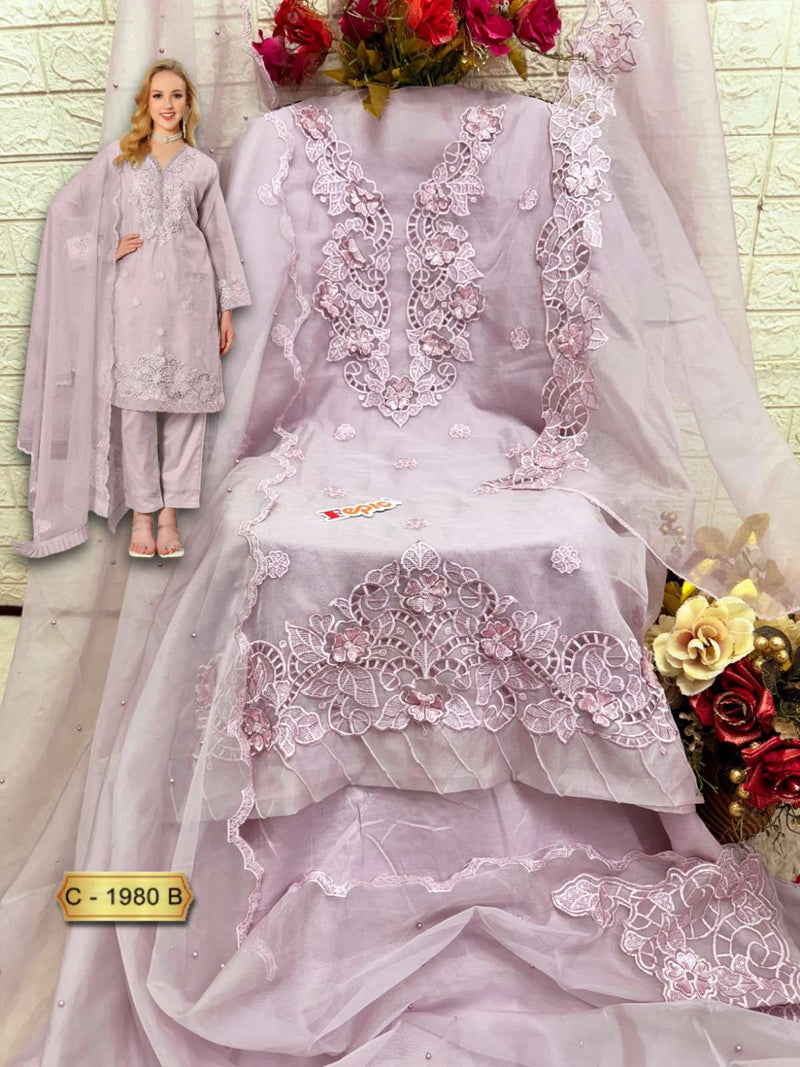Fepic Rosemeen C 1980 Organza Embroidered Pakistani Designer Suit