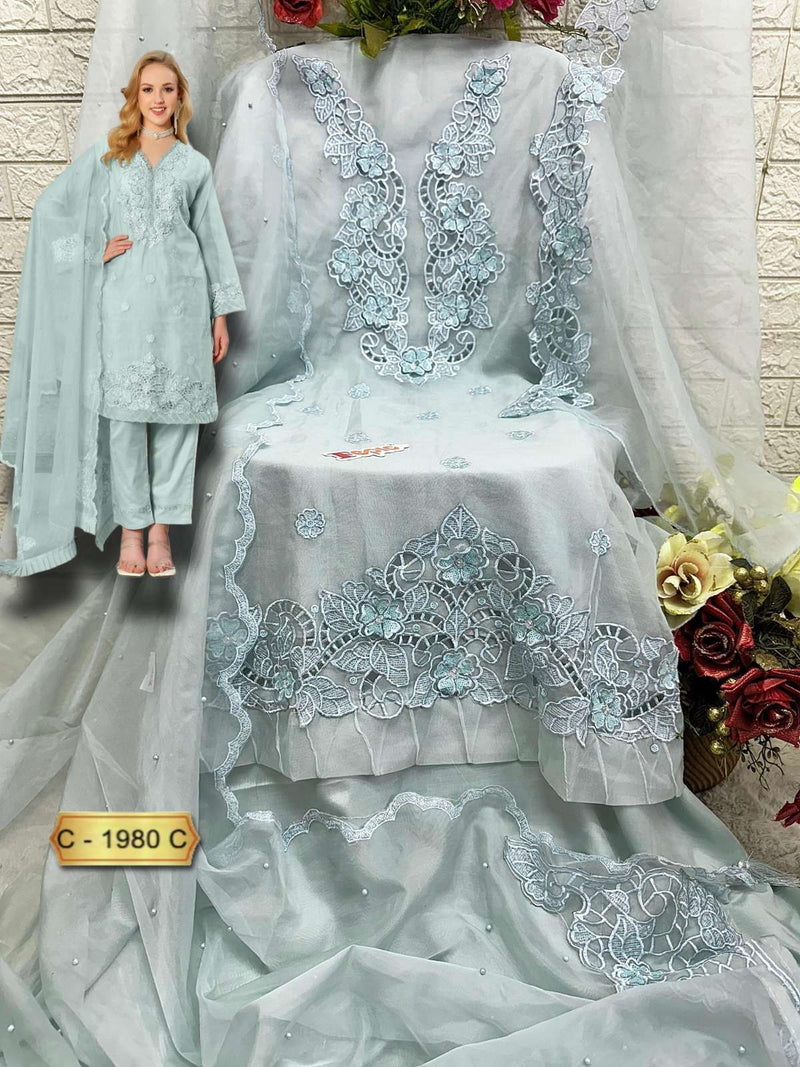 Fepic Rosemeen C 1980 Organza Embroidered Pakistani Designer Suit