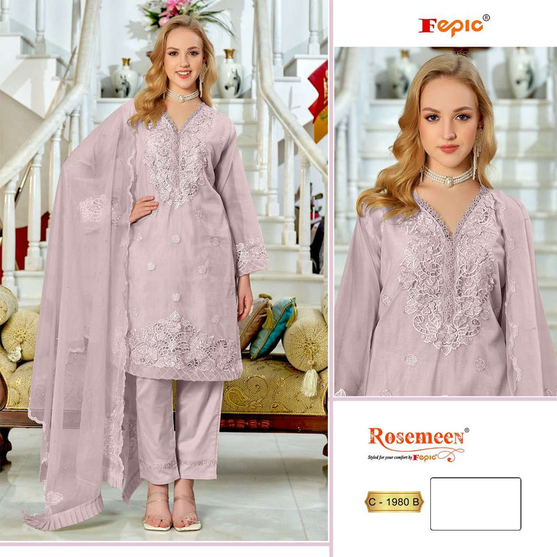 Fepic Rosemeen C 1980 Organza Embroidered Pakistani Designer Suit