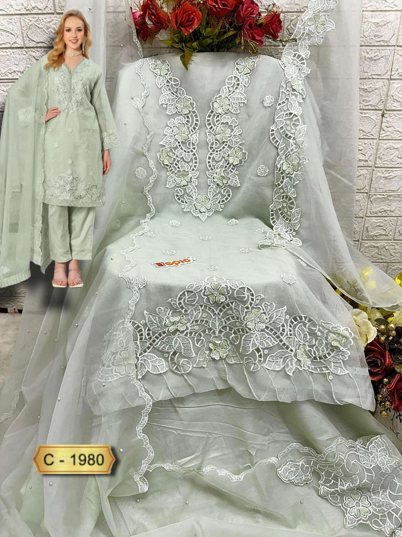 Fepic Rosemeen C 1980 Organza Embroidered Pakistani Designer Suit