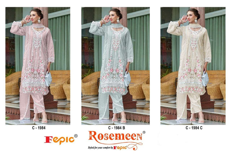 Fepic Rosemeen C 1984 Organza Embroidered Pakistani Designer Suit