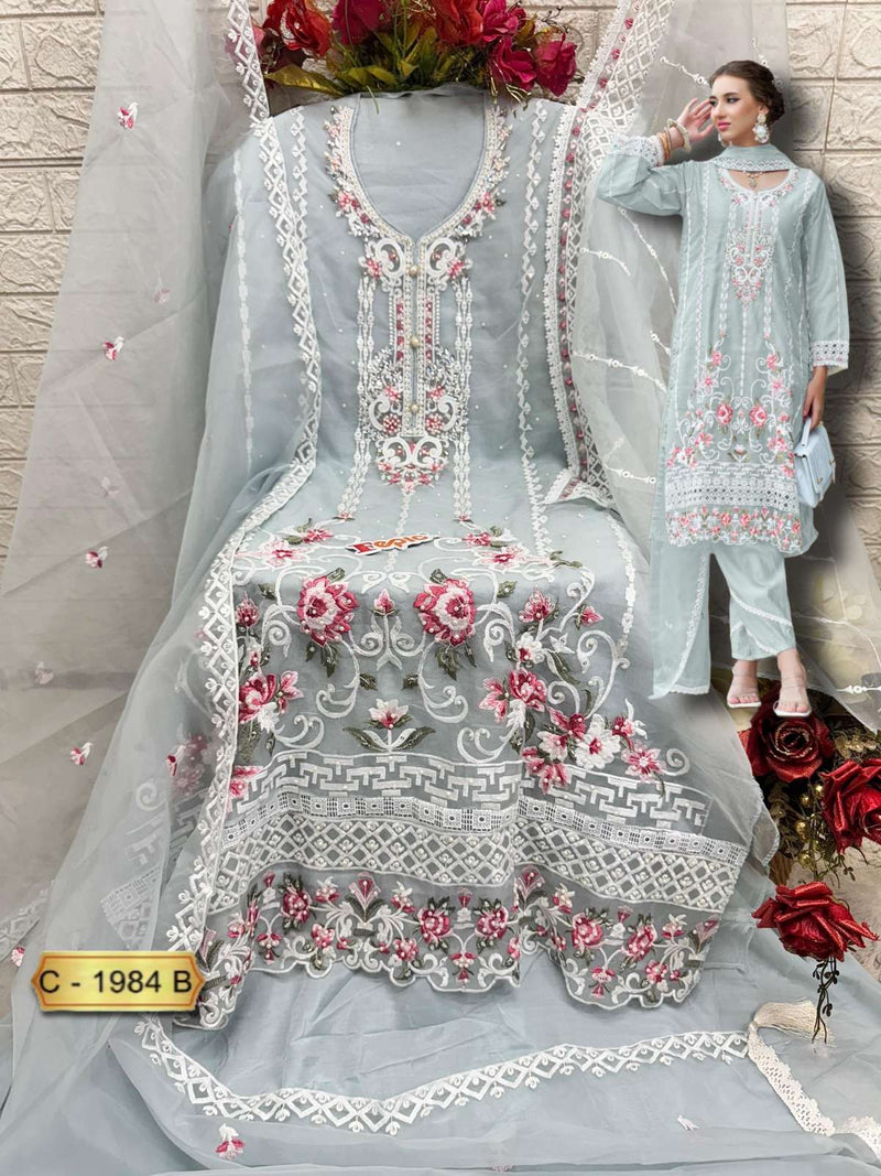 Fepic Rosemeen C 1984 Organza Embroidered Pakistani Designer Suit