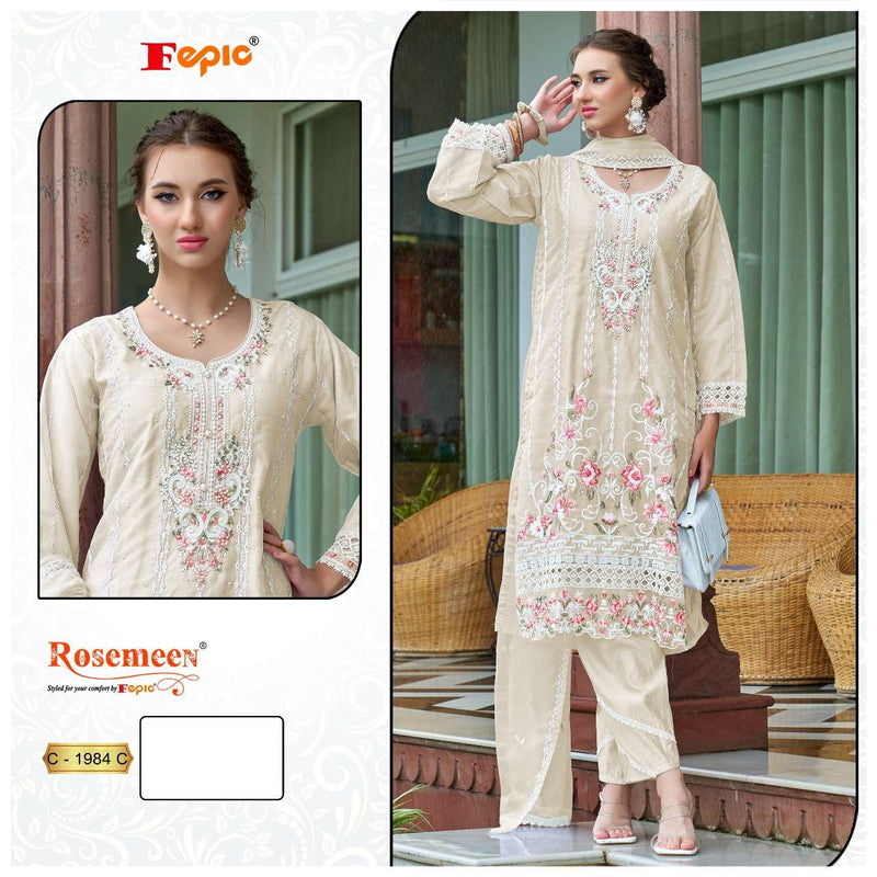 Fepic Rosemeen C 1984 Organza Embroidered Pakistani Designer Suit