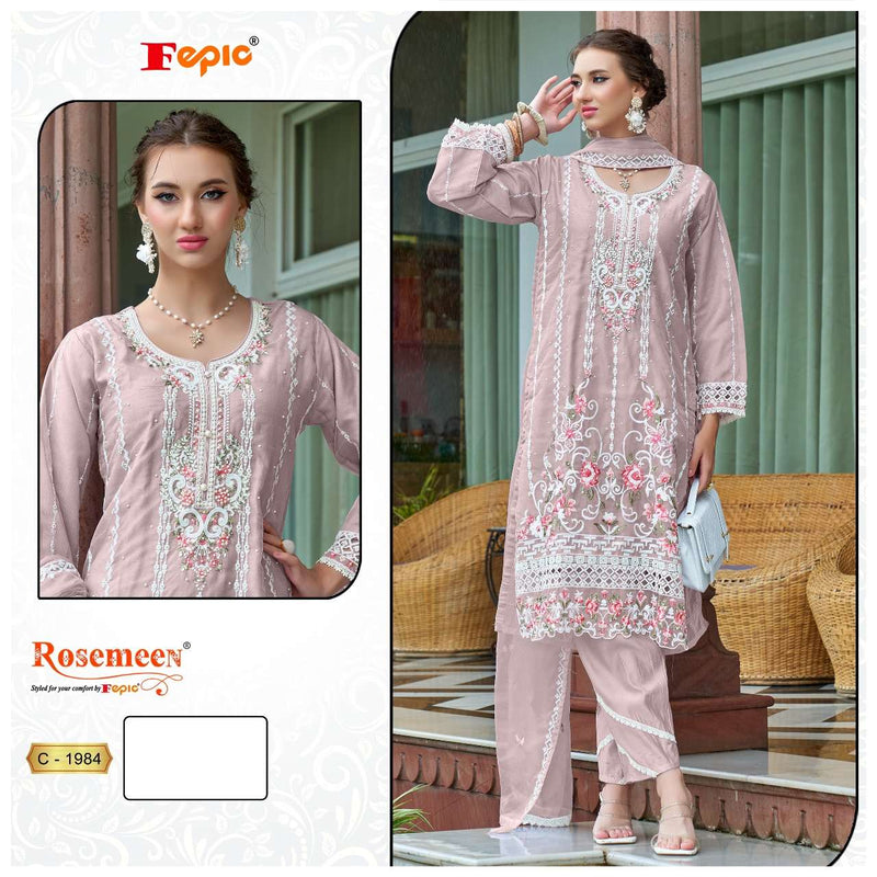 Fepic Rosemeen C 1984 Organza Embroidered Pakistani Designer Suit