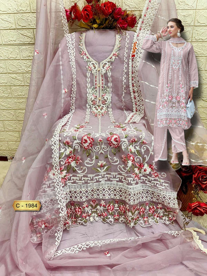 Fepic Rosemeen C 1984 Organza Embroidered Pakistani Designer Suit