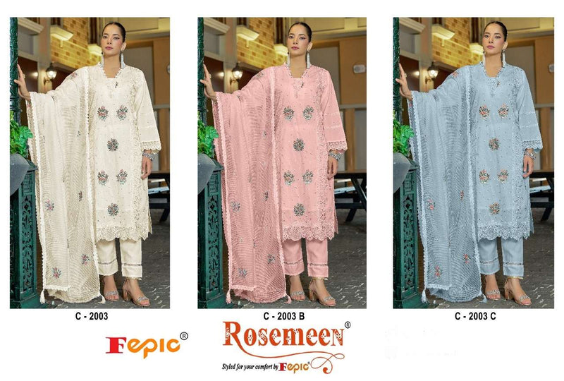 Fepic Rosemeen C 2003 Cambric Cotton Embroidered Salwar Kameez