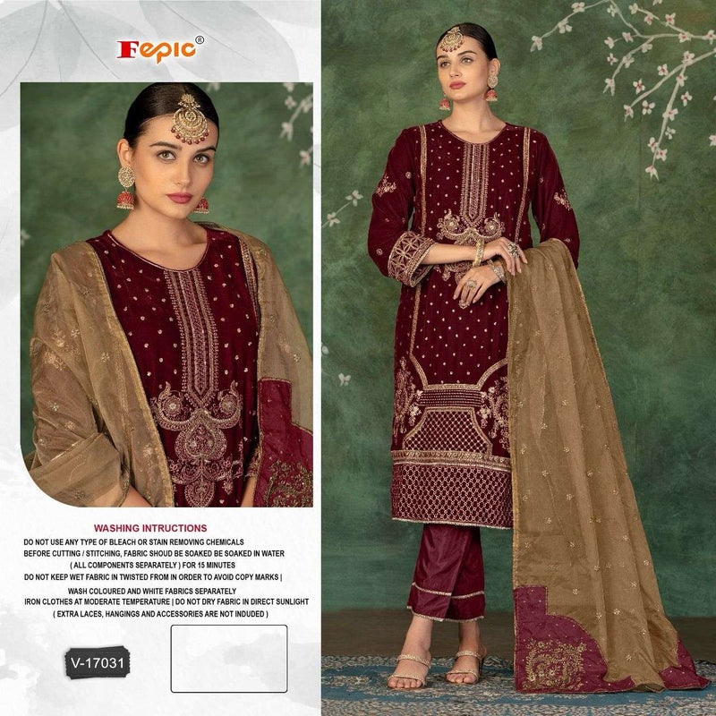 Fepic Rosemeen V 17031 Velvet Embroidered Pakistani Designer Salwar Kameez