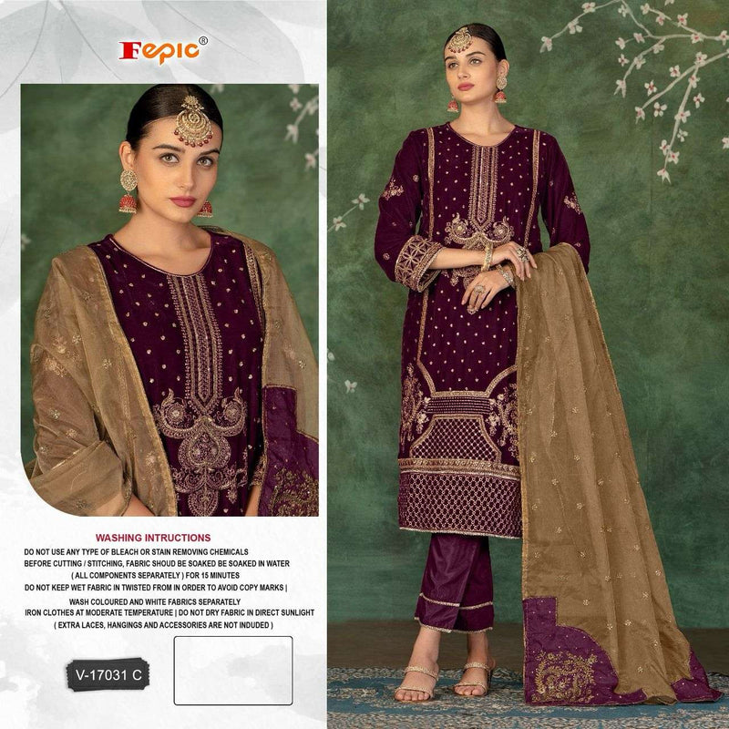 Fepic Rosemeen V 17031 Velvet Embroidered Pakistani Designer Salwar Kameez