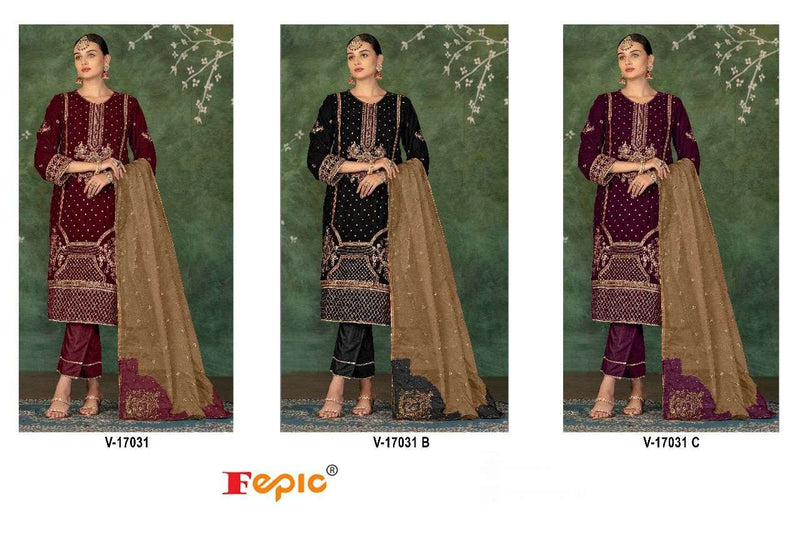 Fepic Rosemeen V 17031 Velvet Embroidered Pakistani Designer Salwar Kameez