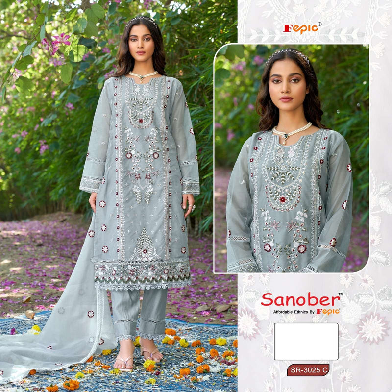 Fepic Sanober SR 3025 Organza Embroidered Designer Pakistani Suit