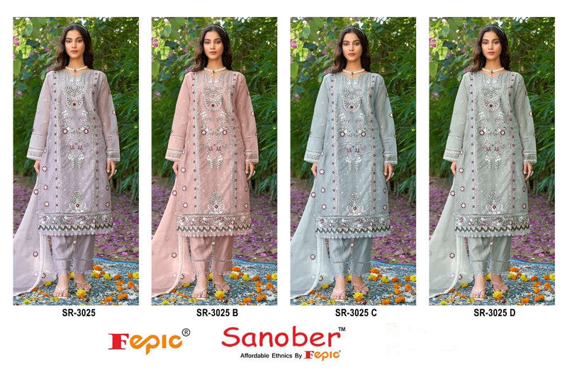 Fepic Sanober SR 3025 Organza Embroidered Designer Pakistani Suit