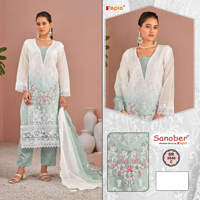 Fepic Sanober  Sr 3040 Organza Digital Print With Heavy Embroidery Fancy Designer Salwar Kameez