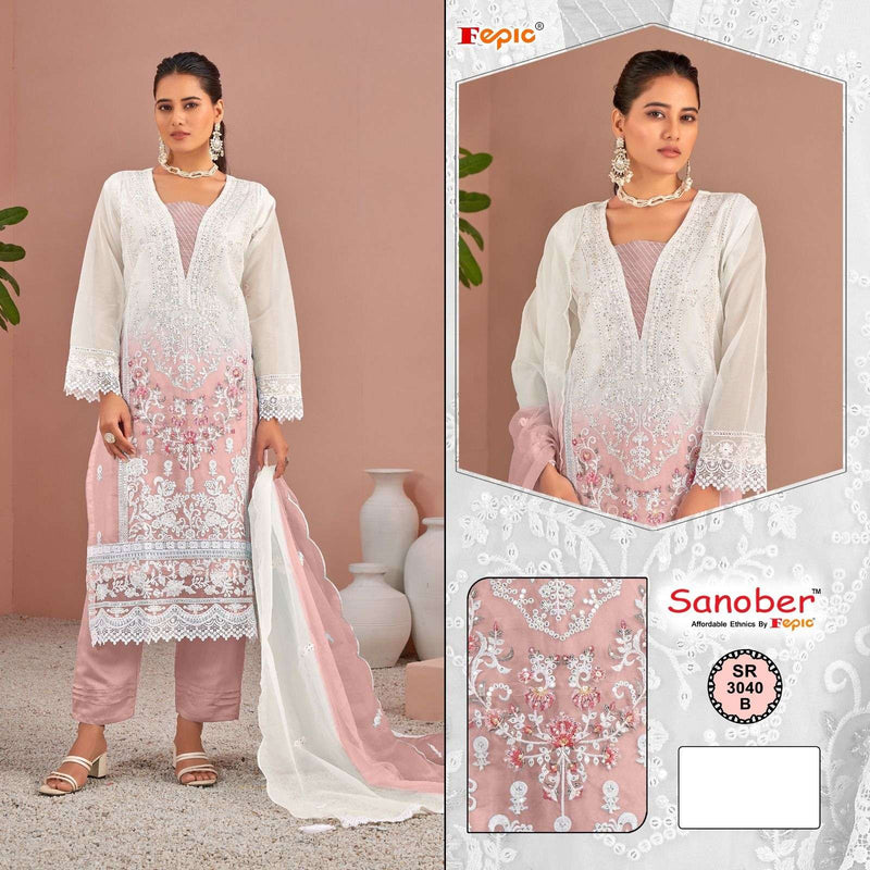 Fepic Sanober  Sr 3040 Organza Digital Print With Heavy Embroidery Fancy Designer Salwar Kameez