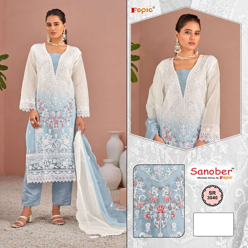 Fepic Sanober  Sr 3040 Organza Digital Print With Heavy Embroidery Fancy Designer Salwar Kameez