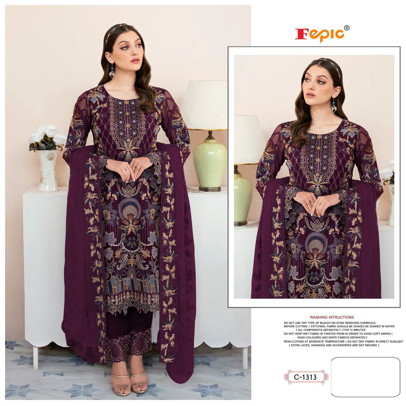 Fepic Suit C 1313 Georgette Embroidered Pakistani Salwar Suit