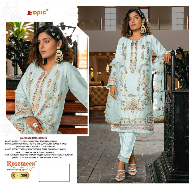 Fepic Suit C 1356 Organza Embroidery Khatli Work Salwar Suit