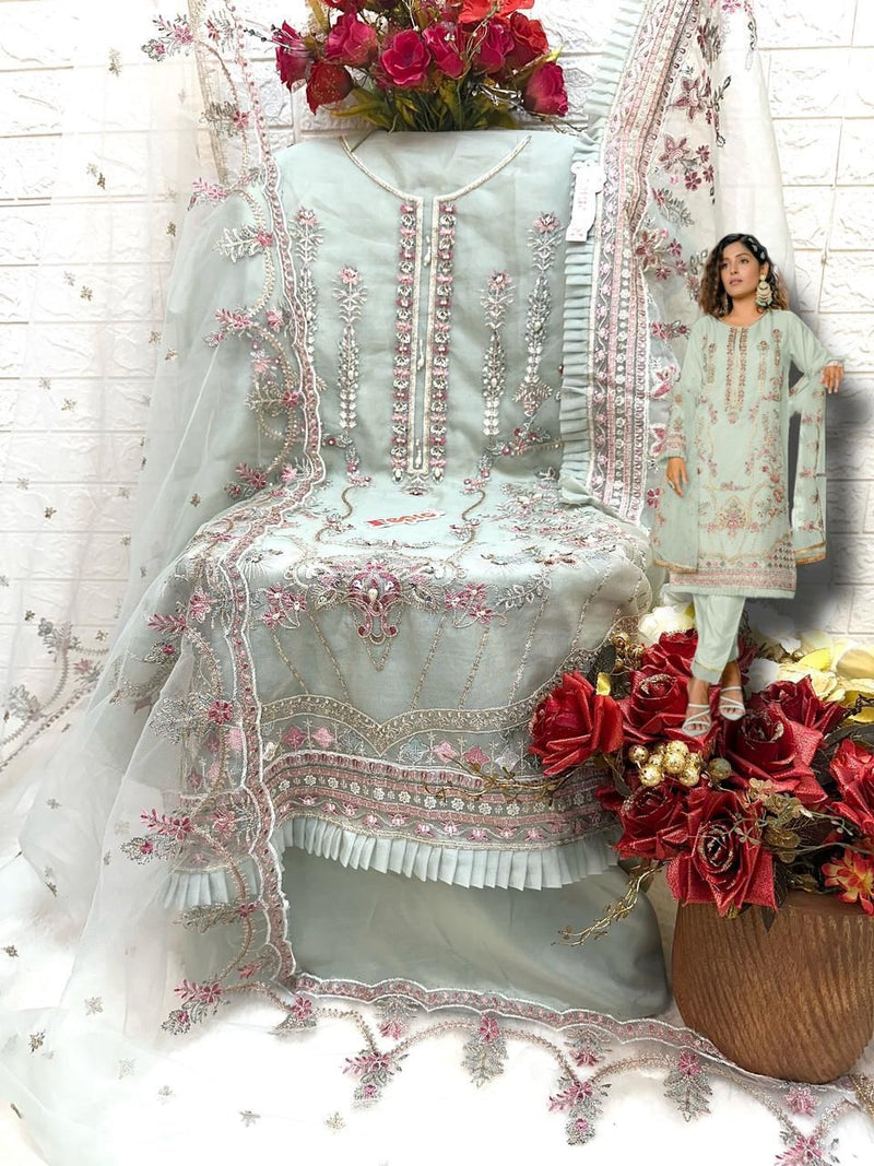 Fepic Suit C 1356 Organza Embroidery Khatli Work Salwar Suit