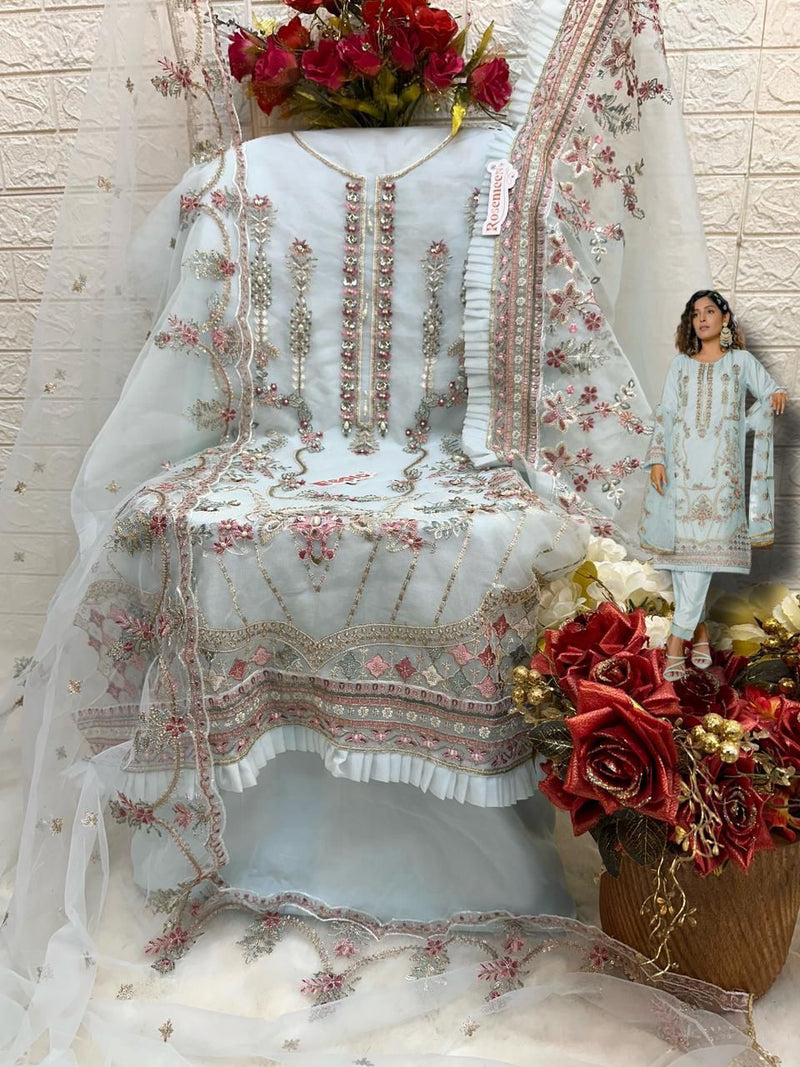 Fepic Suit C 1356 Organza Embroidery Khatli Work Salwar Suit