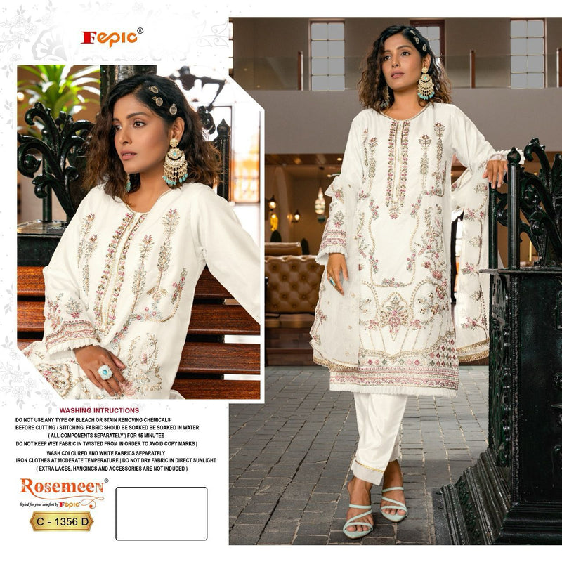 Fepic Suit C 1356 Organza Embroidery Khatli Work Salwar Suit